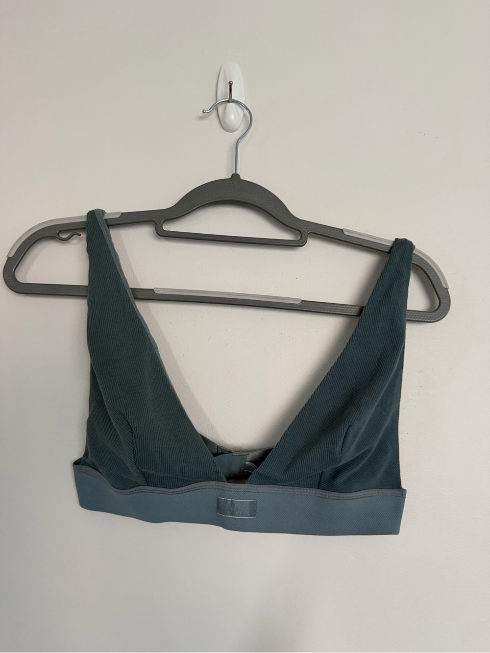 SKIMS Ribbed Plunge Bralette Blue Gray Size 2X